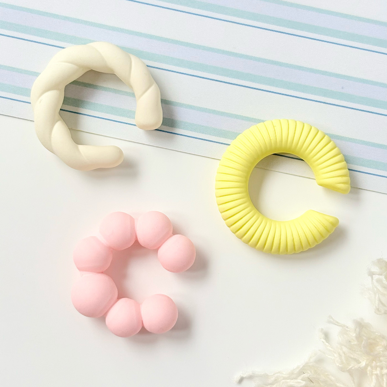 3pcs Candy Colored C Ear Clips for Women